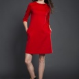 Trapezowa sukienka z kokardką | różowa, czerwona
