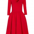 Rozkloszowana sukienka midi | czerwona