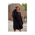 Sukienka z falbanami | czarna, musztardowa 
