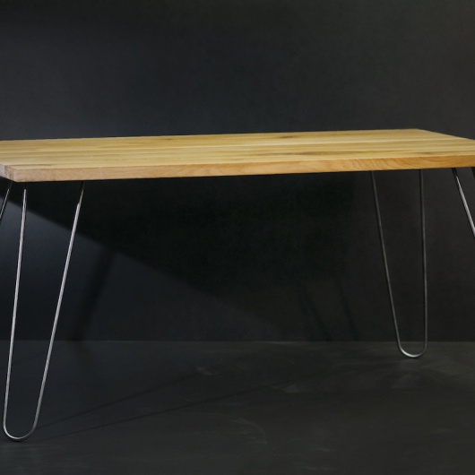Stół HAIRPIN 60 x 80 cm | dąb, stal nierdzewna satynowana