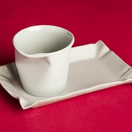 Zestaw talerzyk Paper Plate biały + Kubek Paper Cup S | porcelana
