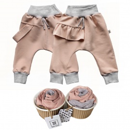 Spodnie BAGGY – SZELKI & FALBANA 2pack | różowe