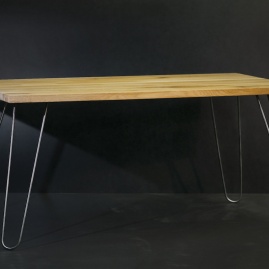 Stół HAIRPIN 60 x 80 cm | dąb, stal nierdzewna satynowana
